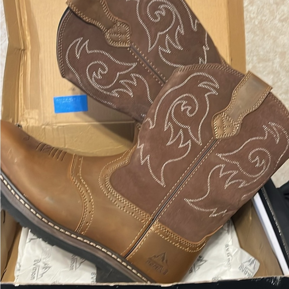 NORTIV 8 Men's Western Boots in Brown and Tan with Steel Toe!!!!